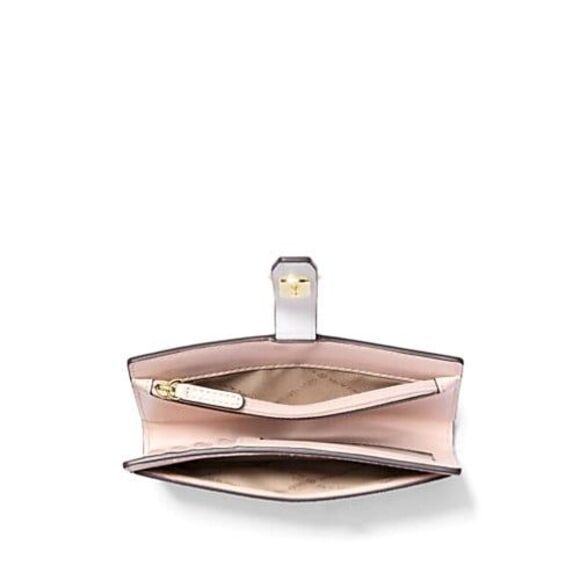 New Michael Kors Greenwich Medium Signature Logo Wallet Powder Blush Multi - Picture 2 of 4